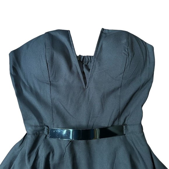 Piao Liang Fu Shi Strapless Romper With Skirt Black Size M Faux Metal Belt - Picture 4 of 8